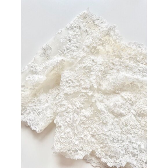 NWT JUSTIN ALEXANDER BRIDAL White Ivory Lace Pearl Embellished Crop Top, Size 16 - Picture 4 of 13